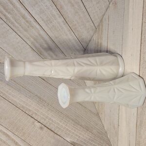 2 Vintage Milk Glass Vases